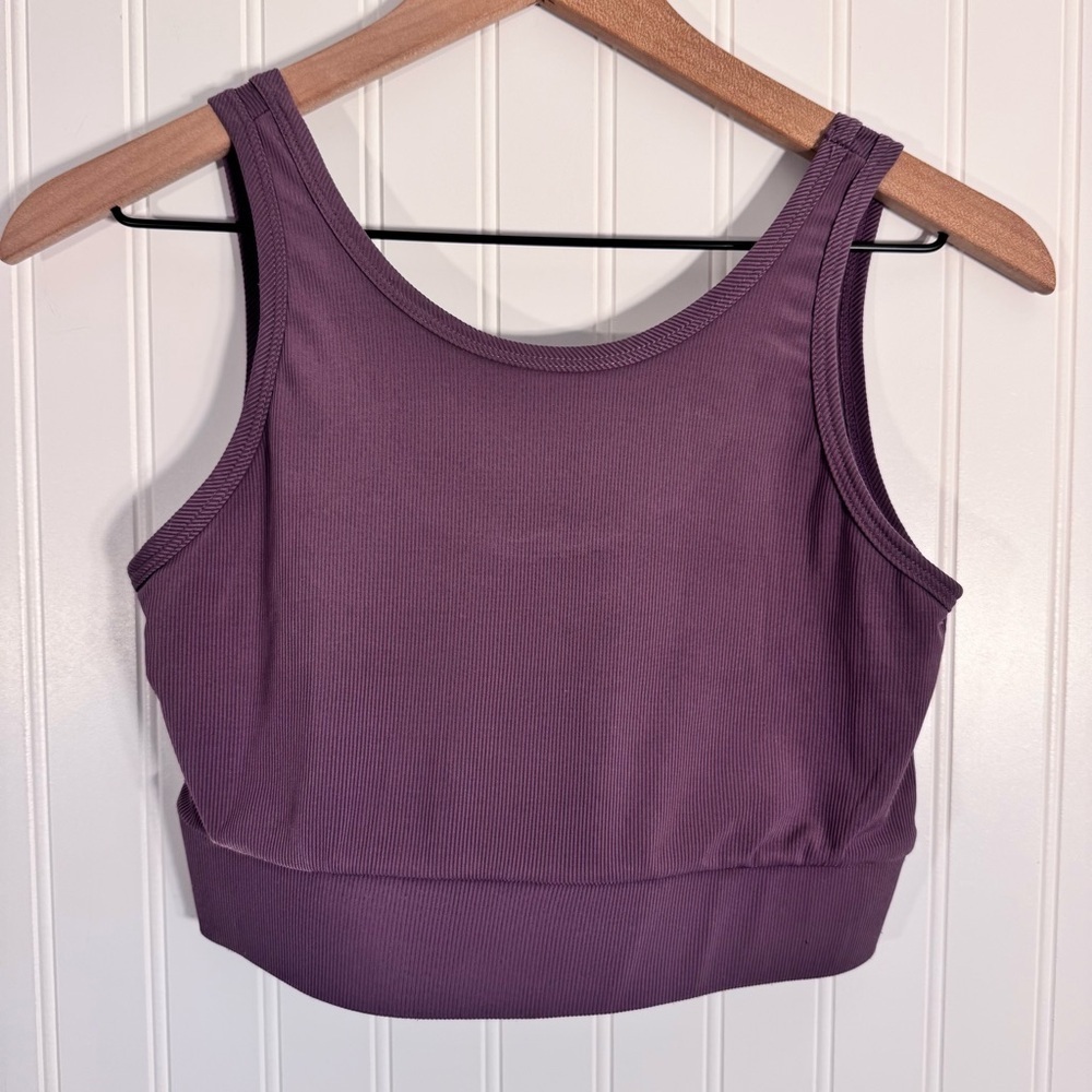 LA + Image Purple Ribbed Activewear Cropped Top Women’s  Size Medium